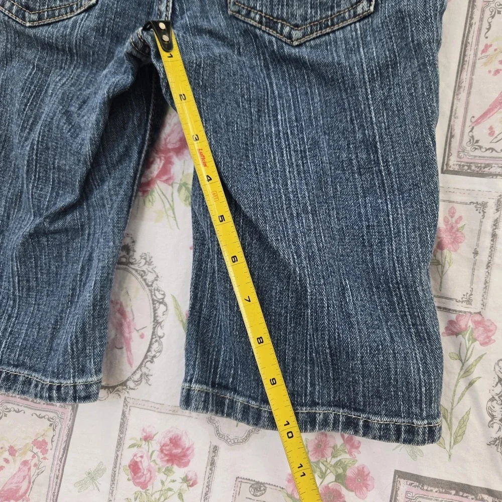 Vintage Y2K Route 66 Denim Bermuda Shorts Embroidered Adjustable Youth Girl's 12